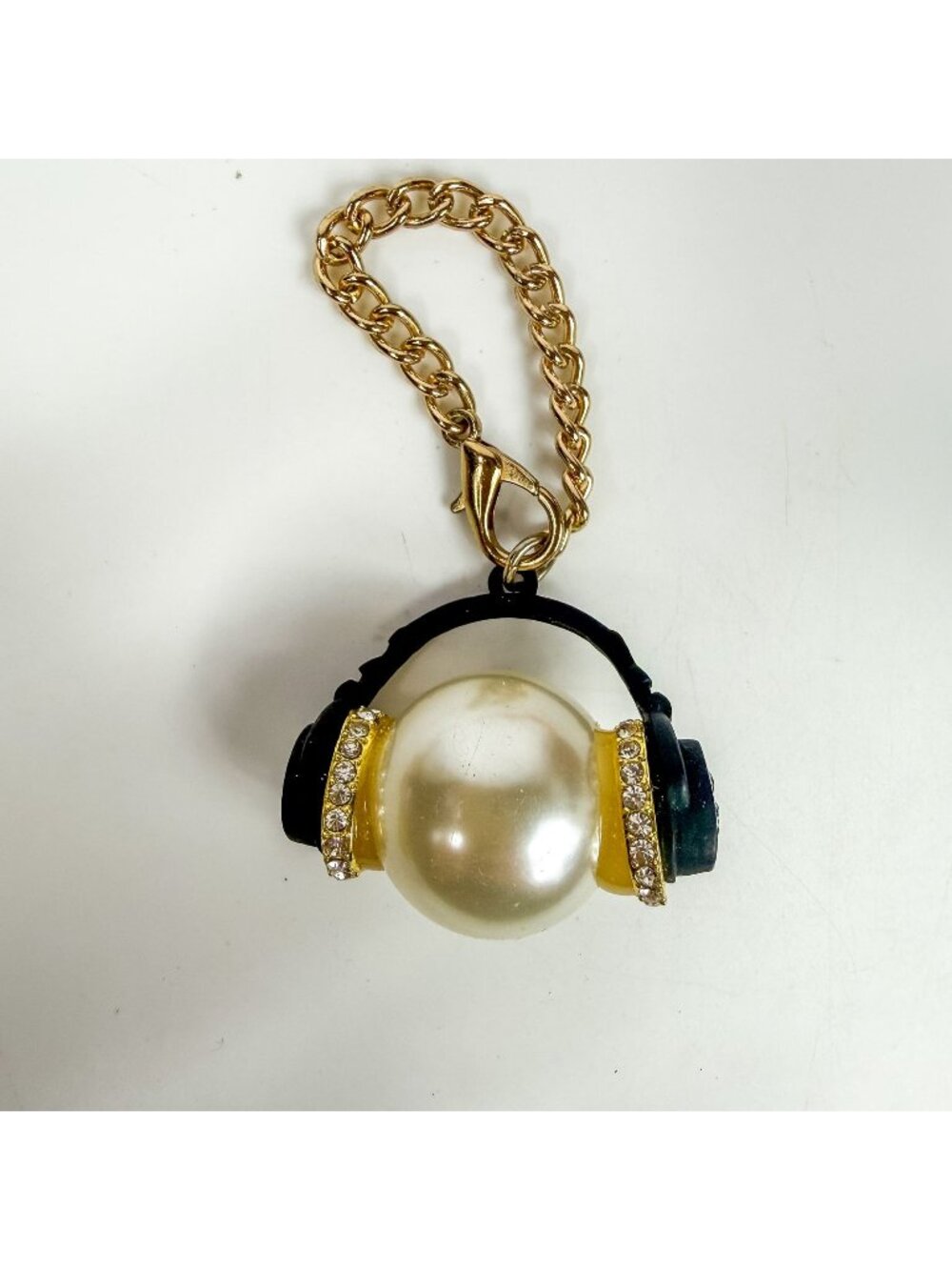 XOX BETSEY by Betsey Johnson DJ Headphones Pendant Headset Charm Pearl Gold Tone